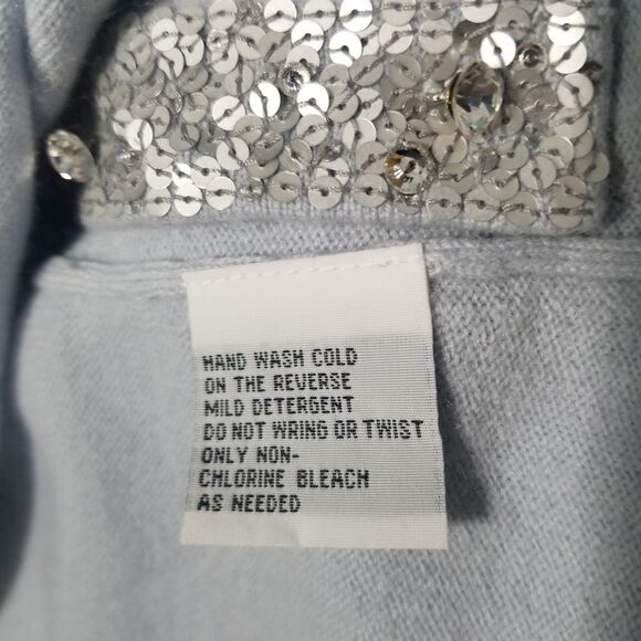 SAKS FIFTH AVENUE Sweater Womens Small Light Blue 100% Cashmere 2-Piece Cardigan - Picture 13 of 13